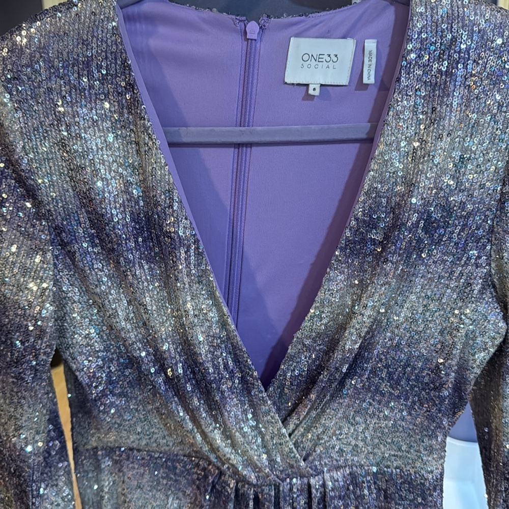 🛍️🛍️Purple and silver sequenced dress size 6 - Picture 9 of 10